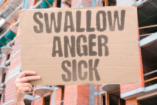 Canvastavla "Swallow anger sick" Suppressing emotions damages health