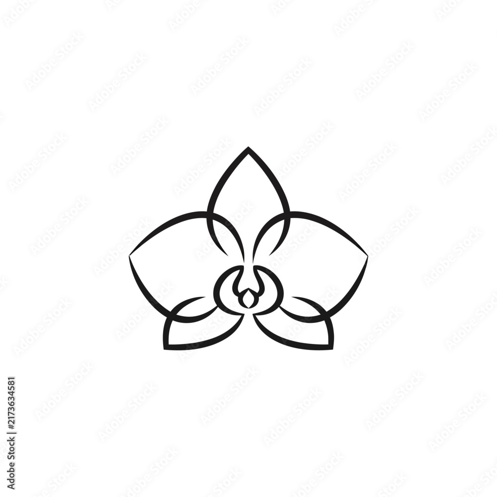 Fototapeta premium Minimalist Orchid Flower Outline Isolated