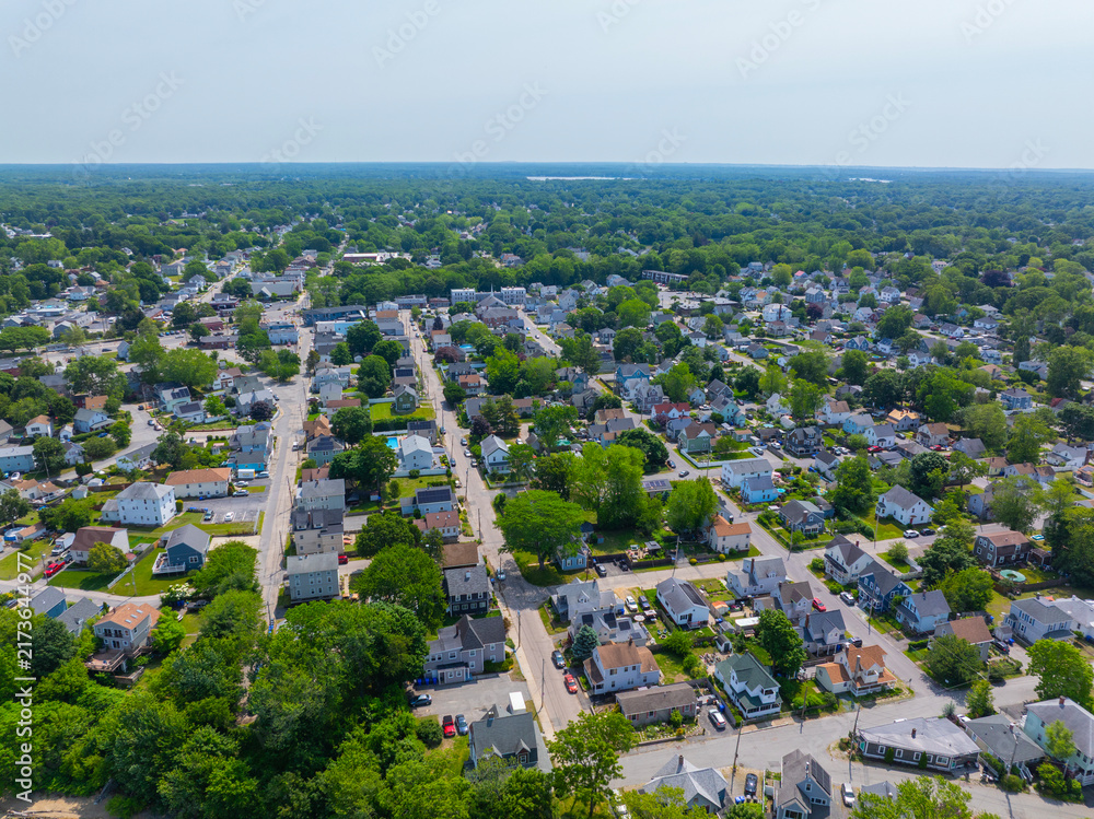 Obraz premium Village of Riverside aerial view in summer in city of East Providence, Rhode Island RI, USA. 