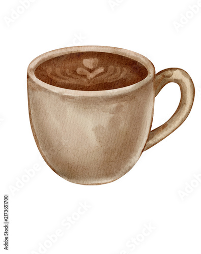 Watercolor Illustration of a Cup of Coffee