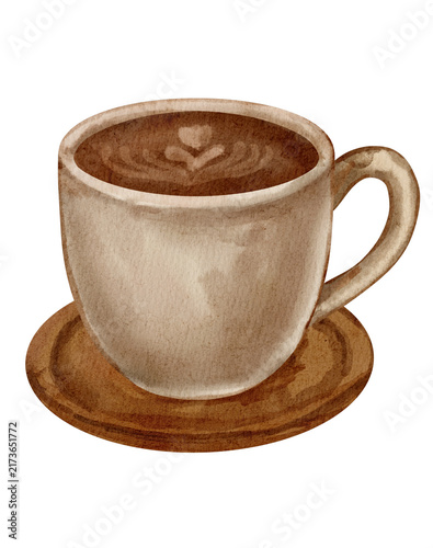 Watercolor Illustration of a Cup of Coffee