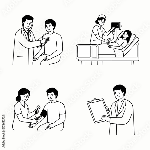 Medical professionals providing patient care in hospital setting.
