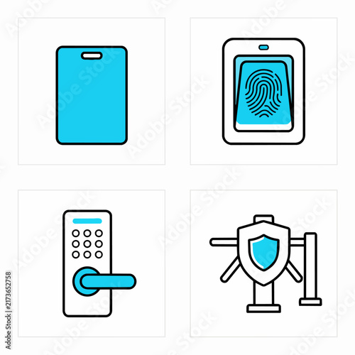 Modern Security Technology Icons Set.