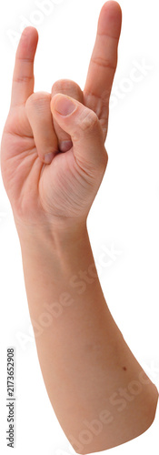 Hand gesture on a transparent background.