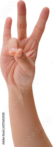 Hand gesture on a transparent background.