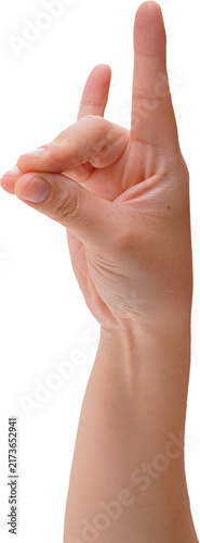Hand gesture on a transparent background.