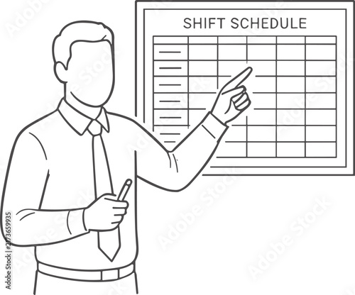 Bild auf Leinwand Shift Schedule Presentation by Business Professional in Line Art