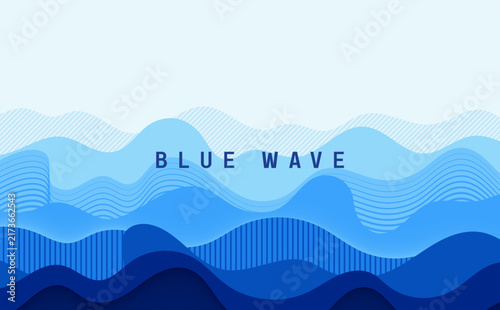 Abstract Blue Waves Layered Geometric Background with Minimalist Design