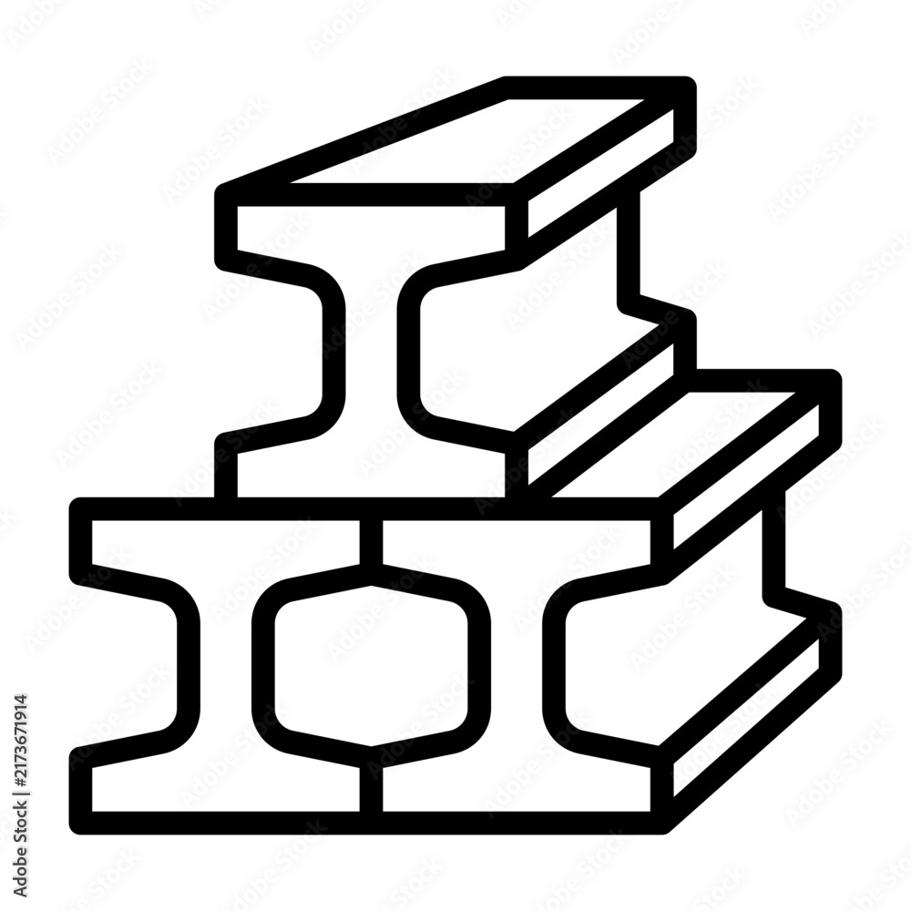 Naklejka premium Steel Beam Icon - Black Outline