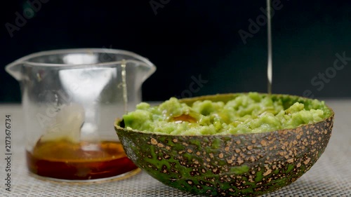 Avocado whth Honey,  Eating or Alternative therapy spa treatment.