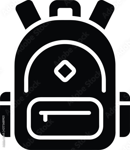 School backpack solid icon vector for back to school, travel bag, education, and student knapsack concept