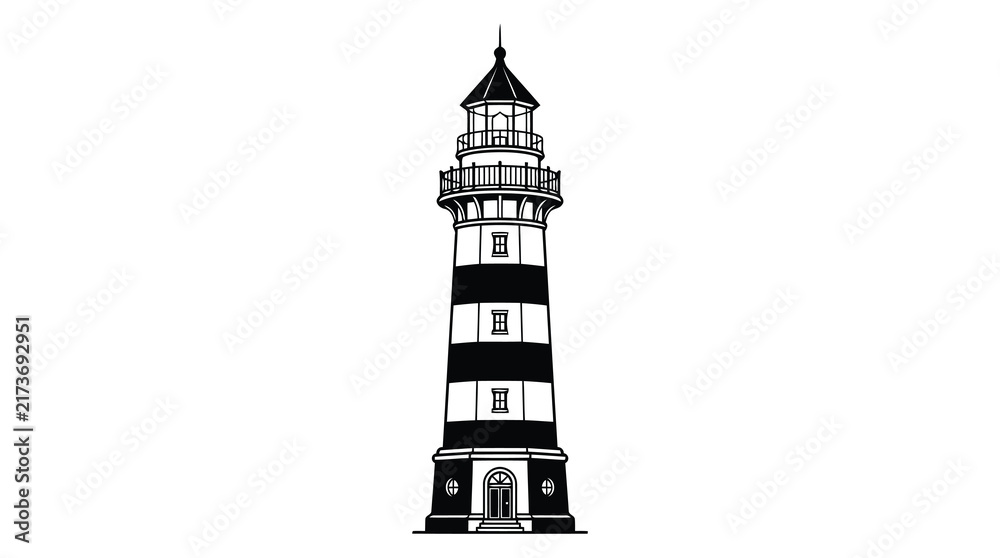 Obraz premium Black and white lighthouse illustration