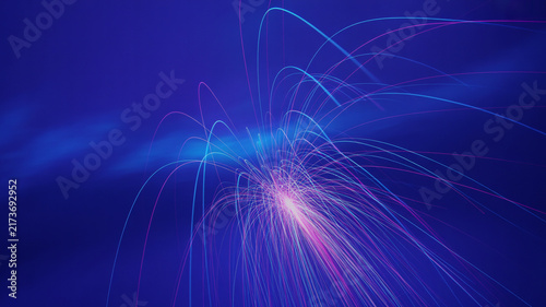 Abstract technology fiber optics data stream with glowing blue and pink light particles technology particles abstract connection communication