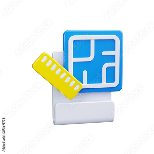 blueprint 3d render icons
