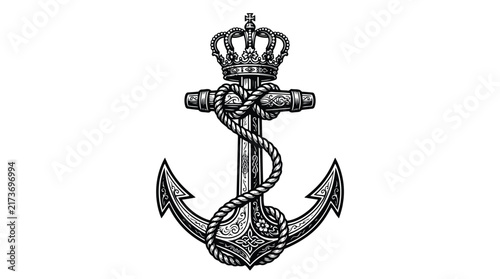 Navy anchor with crown and rope emblem
