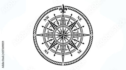 Vintage compass rose navigation symbol design