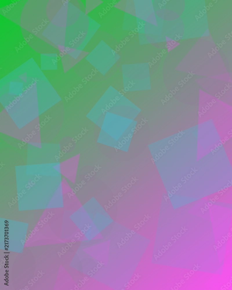 Obraz premium Abstract Geometric Background with Translucent Shapes and Green to Purple Gradient for Web Design