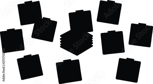 A collection of multiple square-shaped icons or symbols, shown as solid black silhouettes arranged on a clean white background