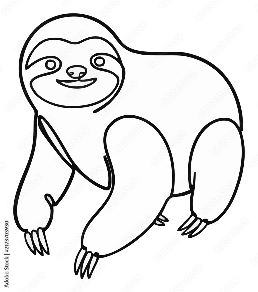 Naklejka premium Three toed sloth isometric view continuous line art .... Generative AI