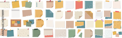 Bild auf Leinwand Mega collection of sticky notes and torn paper sheets vector illustration bundle