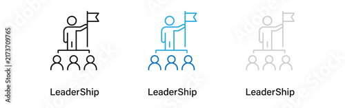 Leadership icon set showcasing management team direction and corporate guidance concepts with line art white background leadership