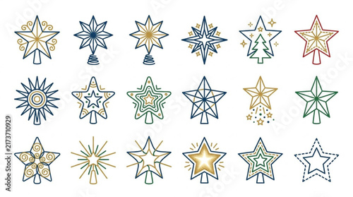 Colorful Star Shapes Collection with Sparkle Effects.