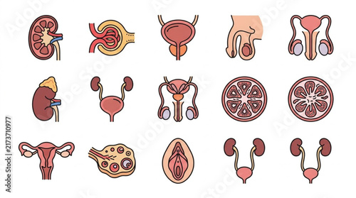 Colorful Illustrated Human Organ Collection Set.