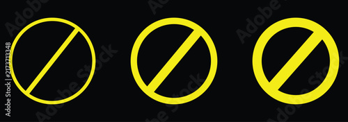  Prohibited Sign Icon Collection Featuring Solid Glyph and Thin Outline Circle Slash Vector Designs. vector illustration.