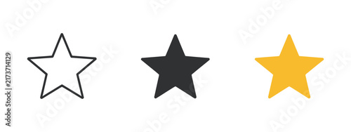 Star icon with five pointed stellar shapes in black, gold, and outline designs isolated against a white background