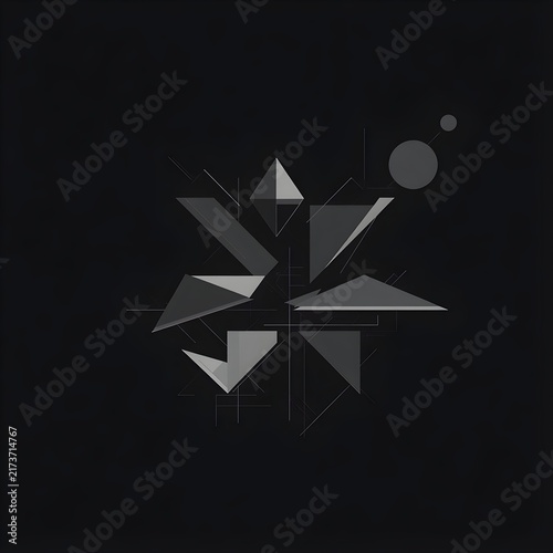 Dark Minimalist Geometric Background with Sharp Shapes White Gray and Vibrant Blue Accents