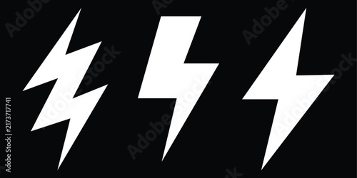 lightning bolt shapes, lightning bolt icons, thunder symbol design, electric power energy sign,.