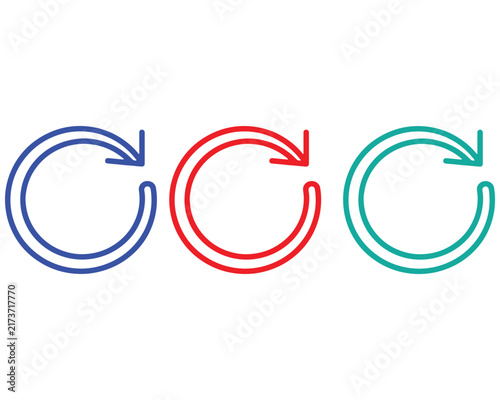  Three colorful refresh and reload circular arrow icons with circular interface collection colorful isolated background illustration direction software computer internet
