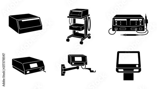 Medical Equipment Icons, Healthcare Technology Vector Set, Diagnostic Devices Collection