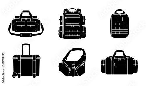 Vector Icons: Luggage, Backpacks, Duffel Bags, Travel Gear Collection