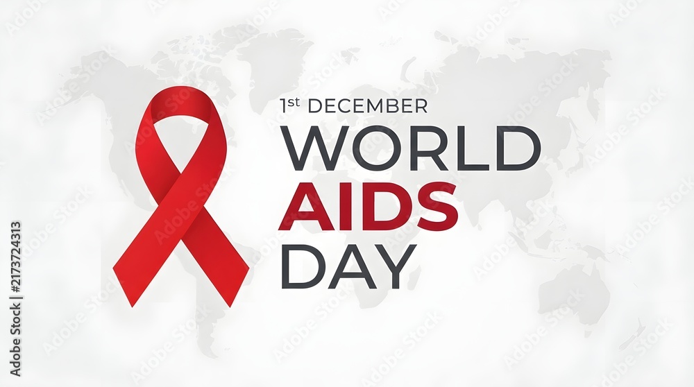 Fototapeta premium World aids day awareness ribbon with text on a textured gray background