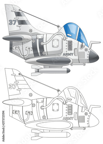 War plane. Fighter. Isolated on white background. Vector illustration.