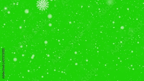 Heavy snow flakes falling overlay on green screen background. Snowfall overlay bokeh particle and winter glitter flying. Realistic winter storm weather warning. Winter christmas snow isolated screen.