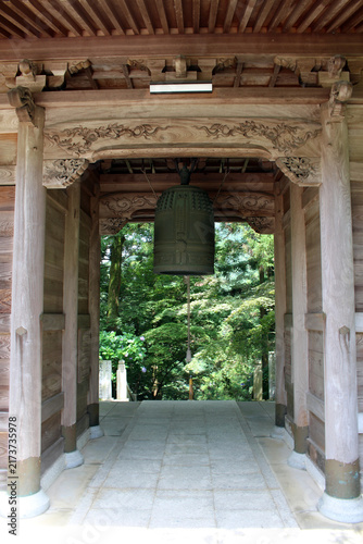 Integrated Bell Tower Niomon Gate at the Sixty-Fifth Temple Sankaku-ji on the Shikoku Henro Pilgrimage in Shikokuchuo, Ehime Prefecture, July 2026
