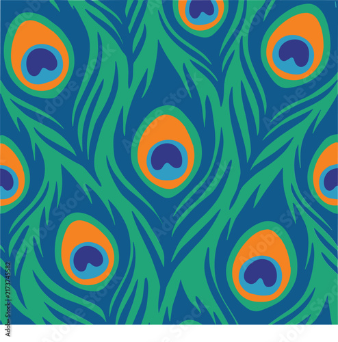 Peacock feather eye pattern. Repeating peacock feather pattern for textile and surface design