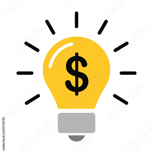 Light bulb with dollar sign icon representing creative financial business strategy