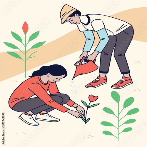 International Day of Charity Vector Illustration of Volunteers Supporting Community
