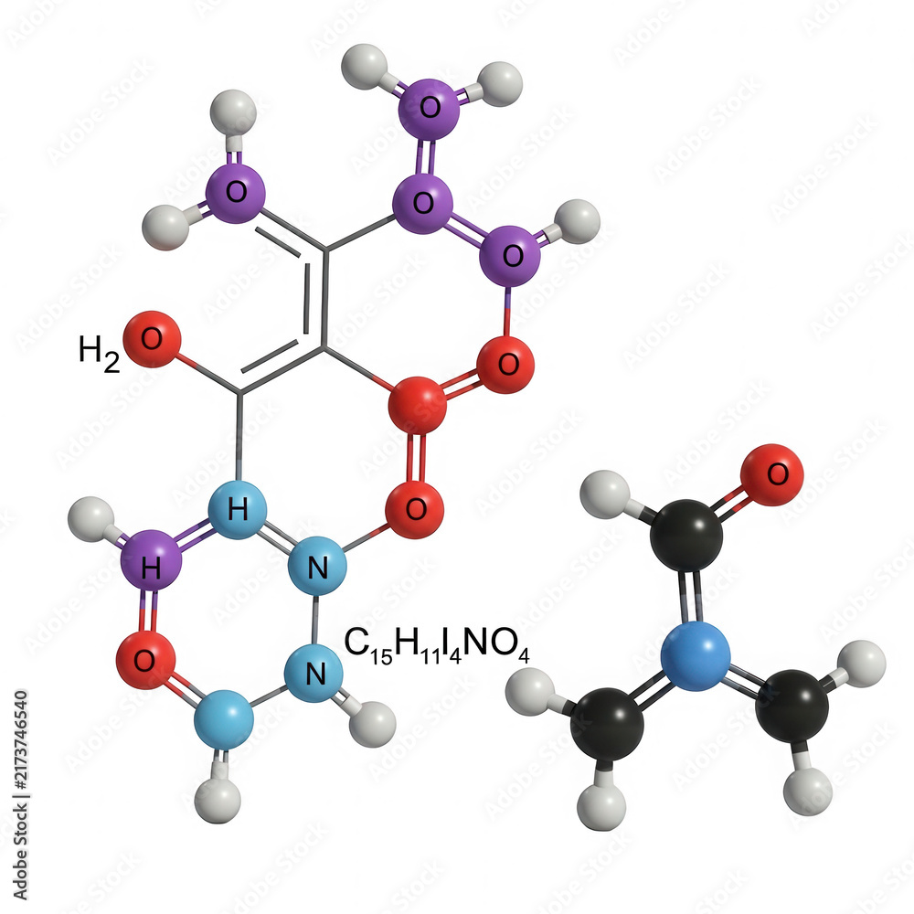 Obraz premium Colorful chemical molecule structure models for science isolated on transparent background