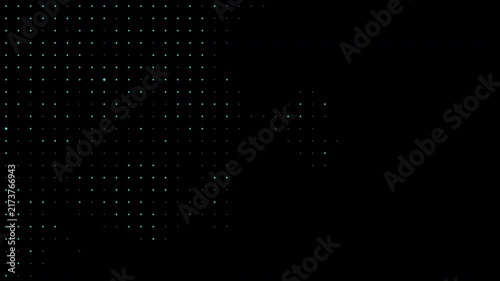 Animated abstract technology random dots and grid background with sparse cyan dot, minimal glowing pixel matrix wave motion, futuristic data particle.
