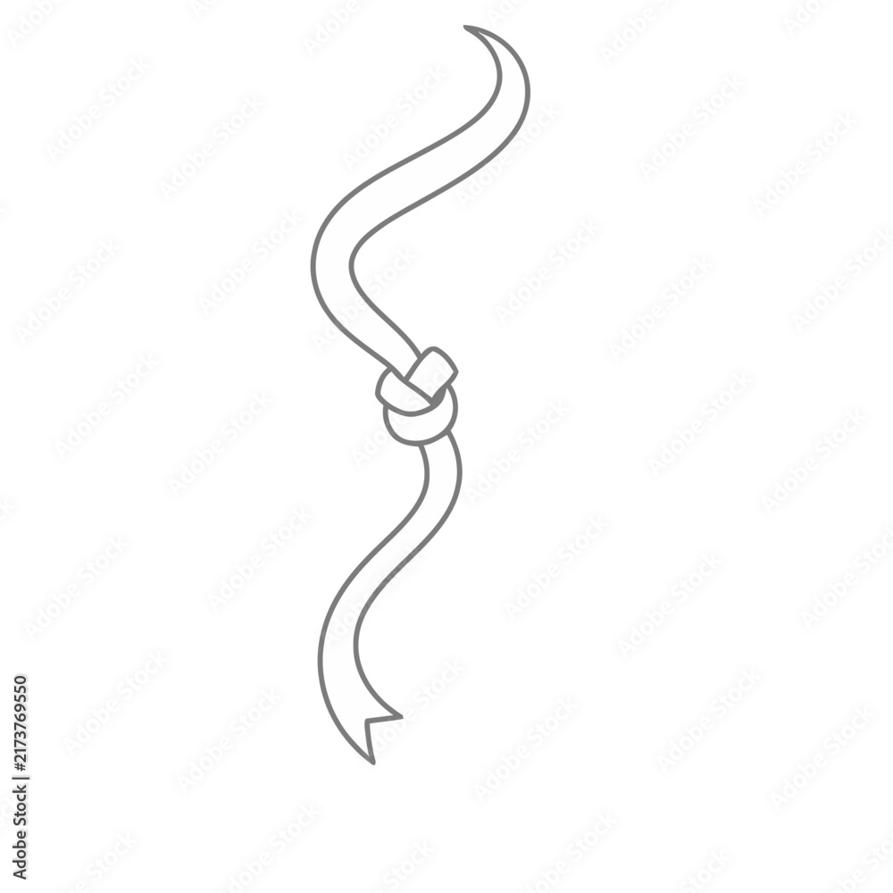 Fototapeta premium Gray line art of a ribbon tied in a knot
