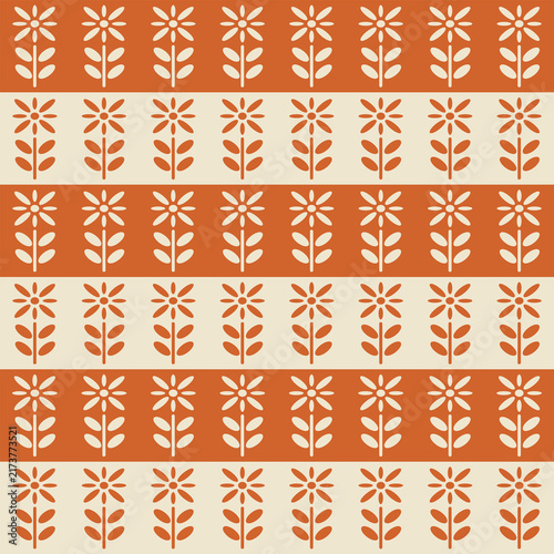 Flower vector pattern, seamless repeating background, flat illustration. Preppy floral bouquet with line icons, wallpaper design for cards, fabric, wrapping, textiles, wallpaper, and stationery.