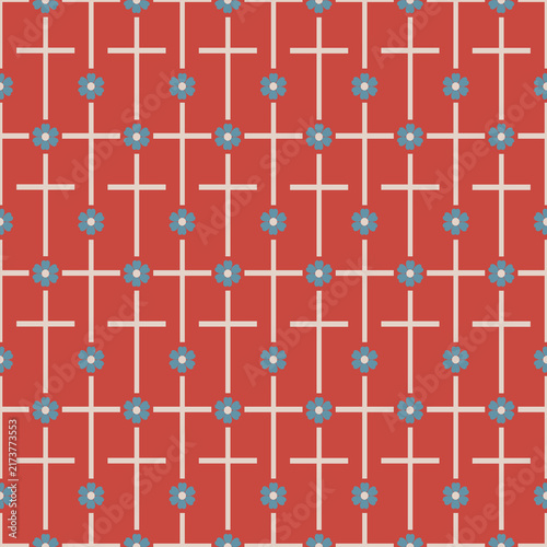 Flower vector pattern, seamless repeating background, flat illustration. Preppy floral bouquet with line icons, wallpaper design for cards, fabric, wrapping, textiles, wallpaper, and stationery.