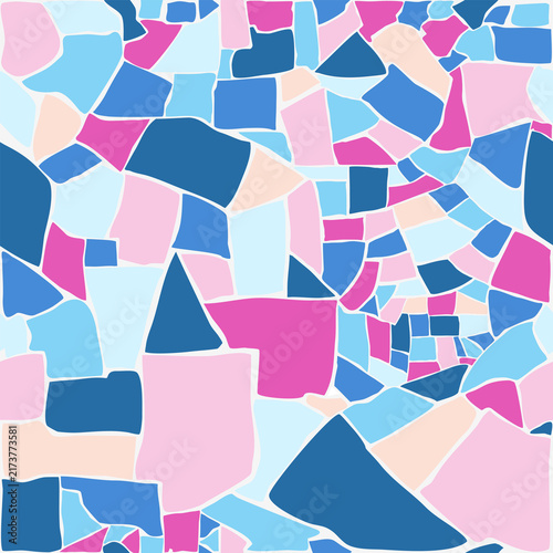 Seamless colorful abstract geometric pattern. Abstract square geometrical shapes background vector mosaic art for wallpaper, textile, surface, fashion, tile, stationery, and wrapping.