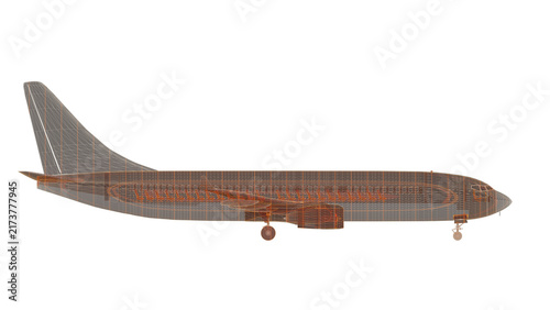Airplane Wireframe Side View
