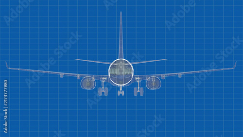 Blueprint Airplane Front View
