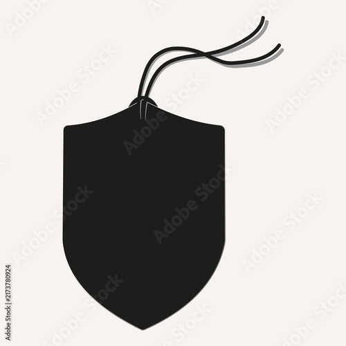 Black shield shape with ties a flat silhouette illustration